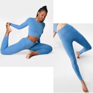 NWOT Sweaty‎ Betty | Motion Jacquard 7/8 Workout Legging Regatta Blue